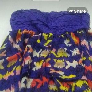 Colorful strapless dress top